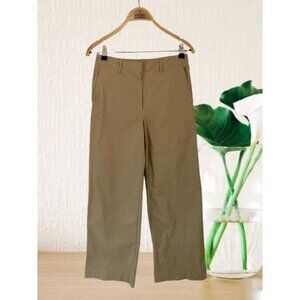 Theory Womens Classic Cotton Blend Khaki Pants Size 2 With Back Flap Pockets & B